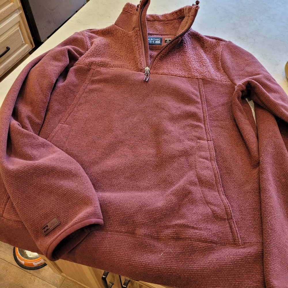 Billabong Womens SZ S 1/4 Zip Burgandy Pullover w/pockets Adventure Division